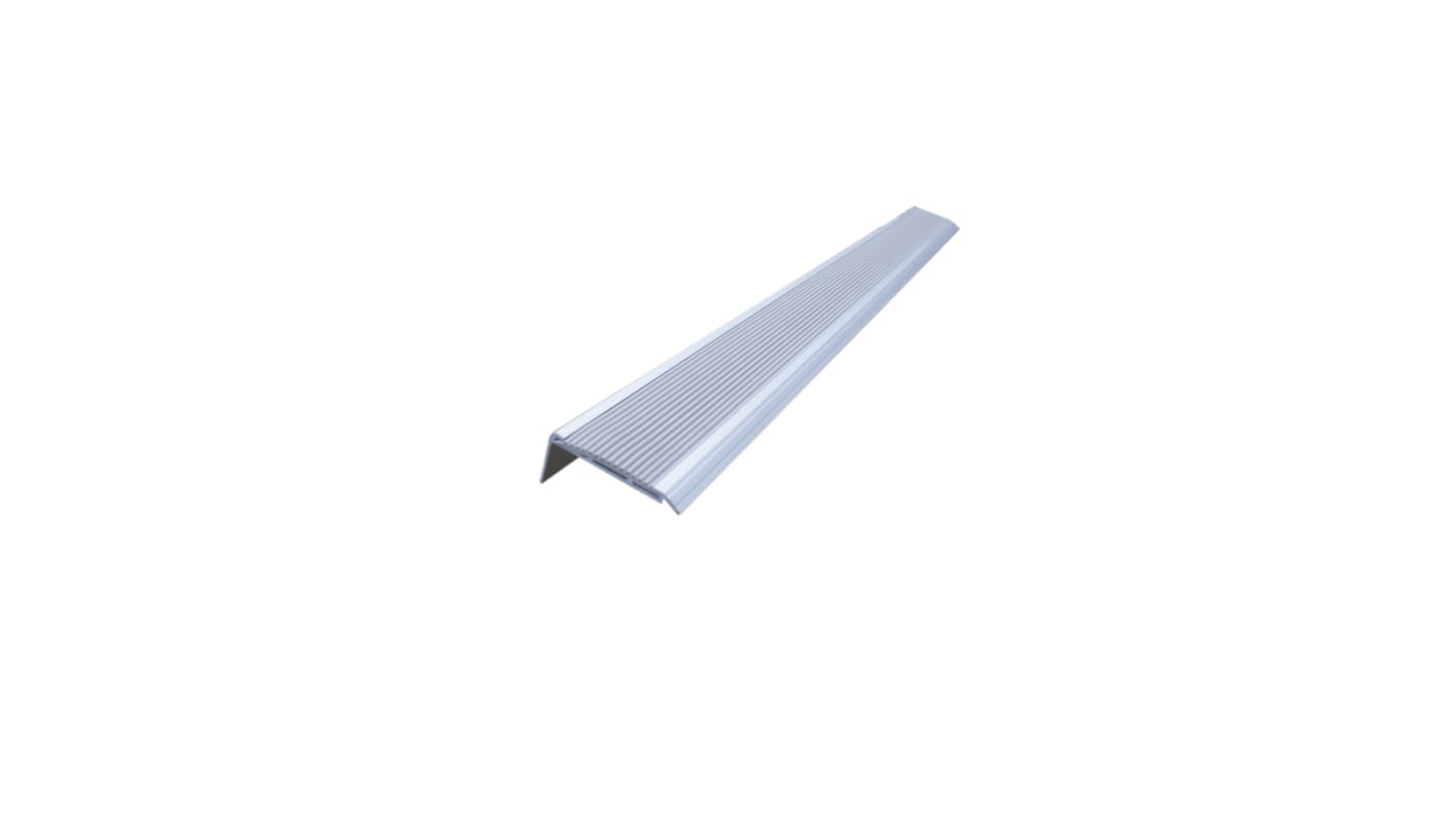 RS PRO Grey Stair Nosing Aluminum, PVC Nosing 1.3m x 70mm x 5mm