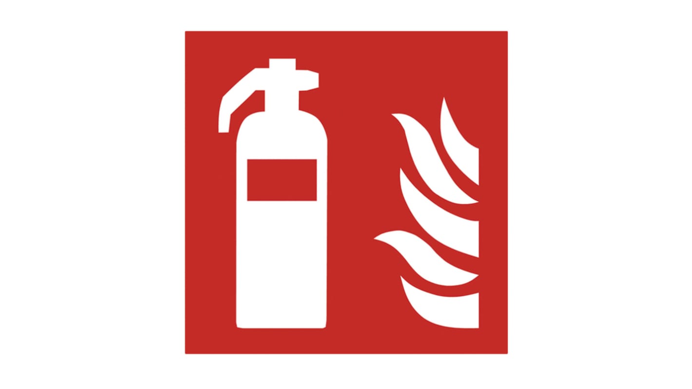 Panneau de sécurité incendie Auto-Adhésif, Rouge, blanc, PVC, 500 x 500mm