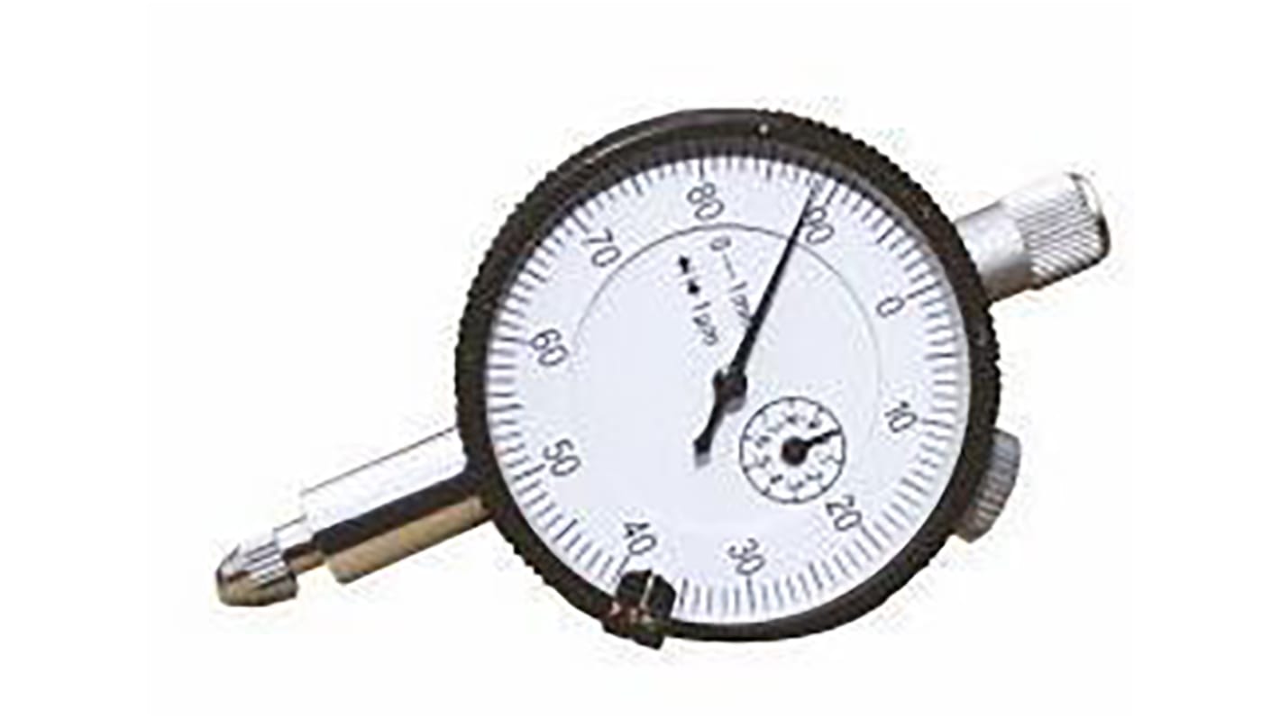 Indicador de dial con émbolo RS PRO, , 0 → 1 mm, precisión 0,005 mm, 0,008 mm, 0,01 mm
