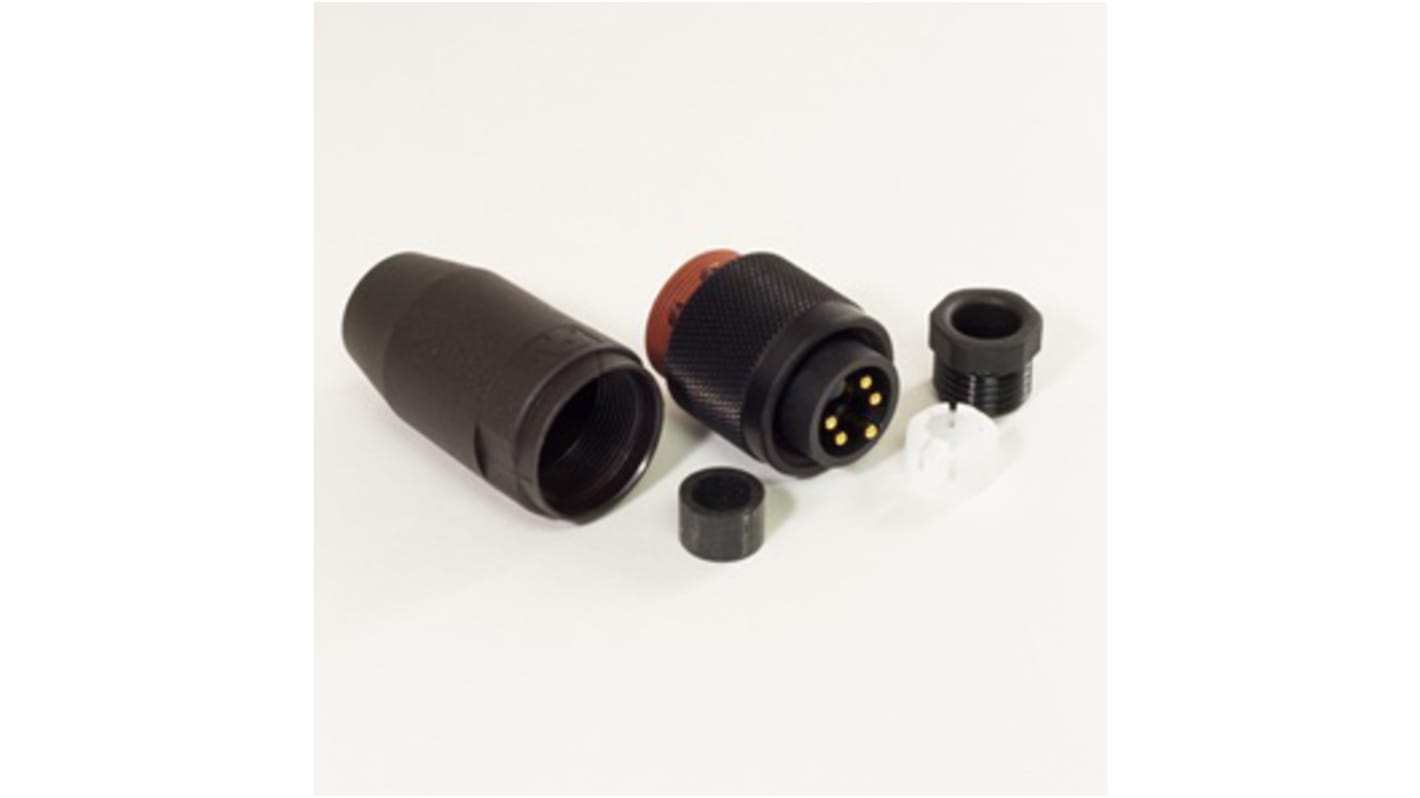 Alpha Wire Connector, 5 Contacts, Cable Mount, 7/8 Connector, Plug, Male, IP67, Alpha Connect Series