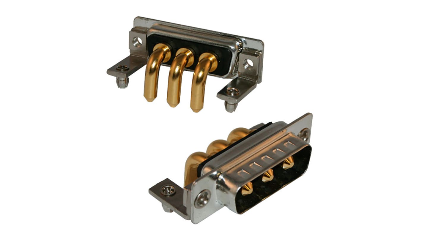 Norcomp 684M 7 Way Right Angle Through Hole D-sub Connector Plug, with 4-40 Inserts/Board Lock