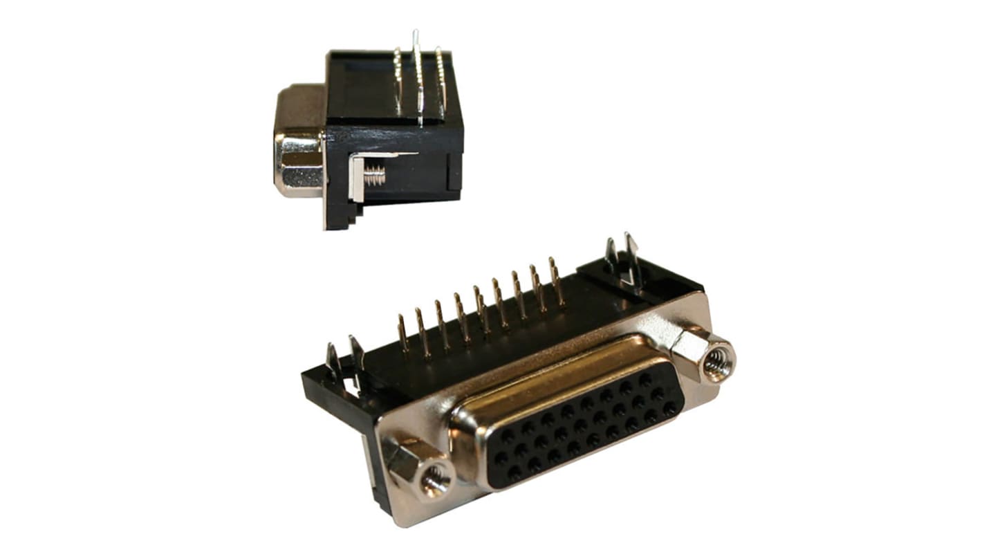 Conector D-sub Norcomp, Serie 178, paso 2.29mm, Ángulo de 90° D-Sub de alta densidad, Montaje en orificio pasante,