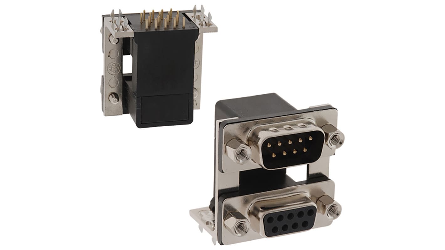 Conector D-sub Norcomp, Serie 178, paso 2.77mm, Ángulo de 90° D-Sub de dos puertos, Orificio Pasante, Hembra,