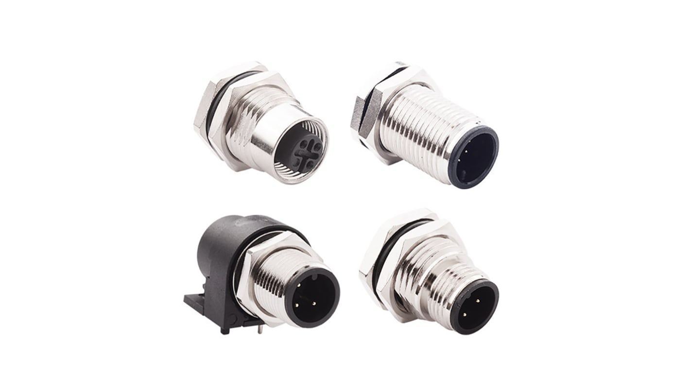 Norcomp Circular Connector, 8 Contacts, Panel Mount, M12 Connector, Plug, Male, IP67