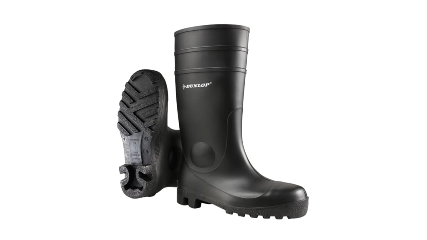 Dunlop Protomastor Black Steel Toe Capped Unisex Safety Boots, EU 44