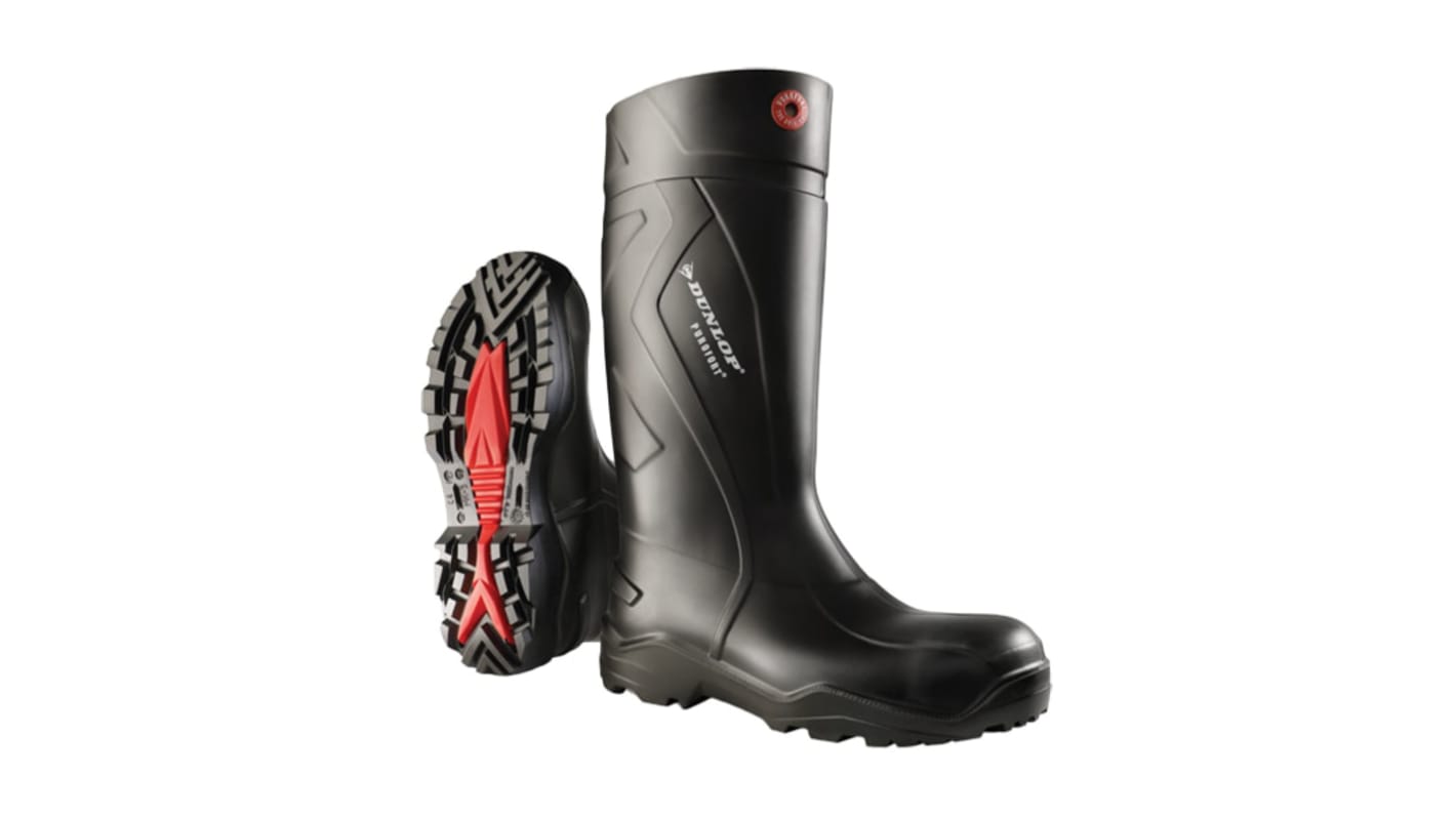 Dunlop Purofort EN20345 S5, Unisex, Sicherheitsstiefel Schwarz, Grün, mit Edelstahl-Schutzkappe , Größe 39