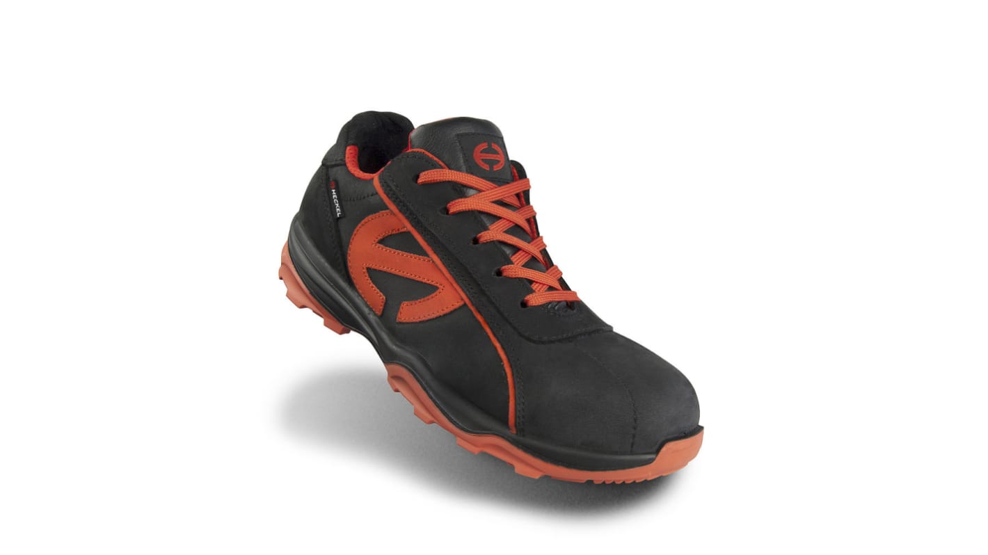 Heckel Herren Sicherheitshalbschuhe Schwarz, Rot, mit Zehen-Schutzkappe EN 20345 S3, Größe 48 / UK 13