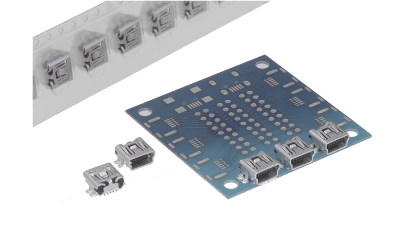 Conector USB Hirose UX60SC-MB-5S8, Hembra, Ángulo de 90° , Montaje Superficial, Versión 2.0, 30,0 V, 100,0 V., 1.0A, UX
