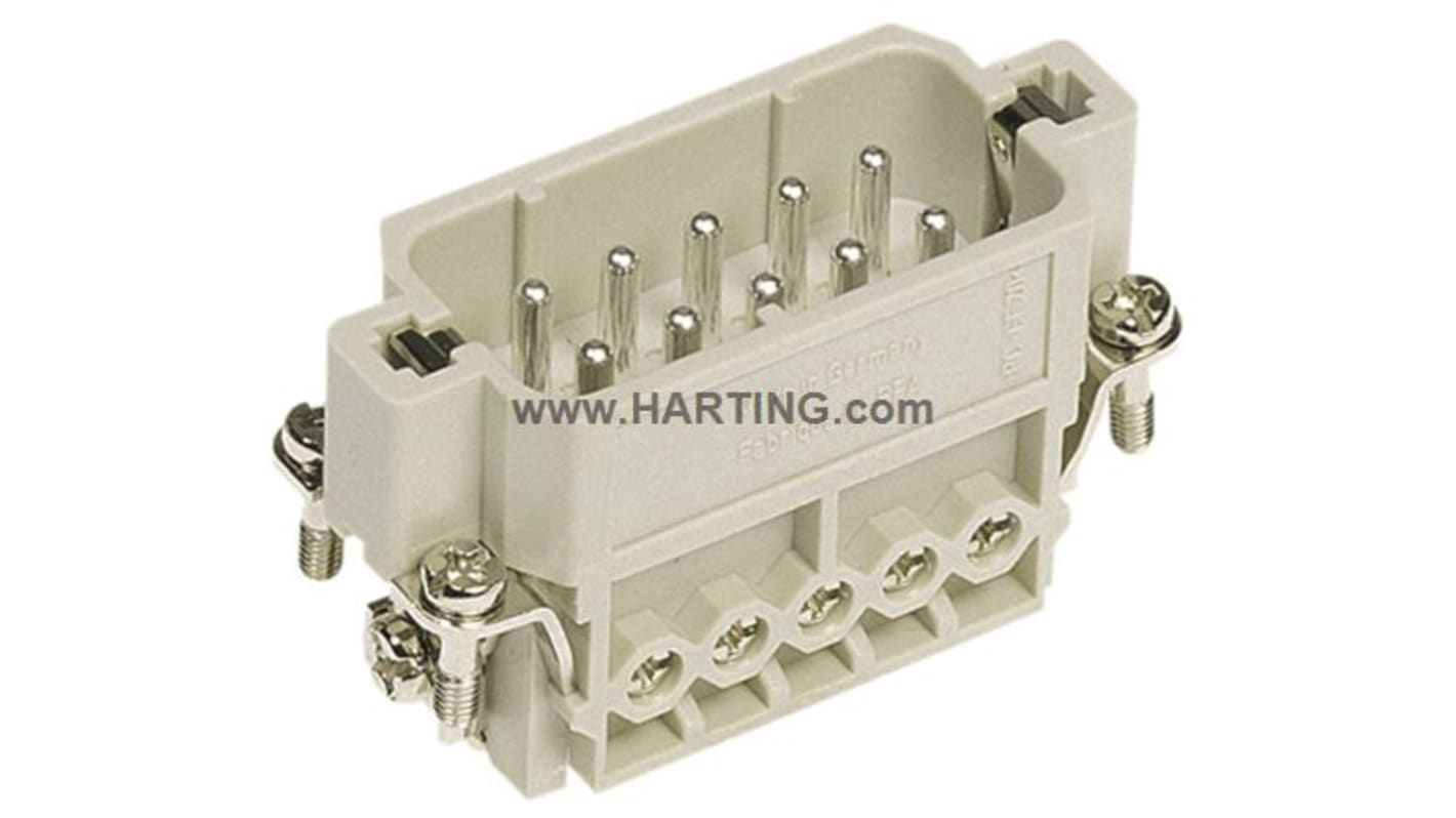 HARTING Heavy Duty Power Connector Insert, 16A, Male, Han A Series, 10 Contacts