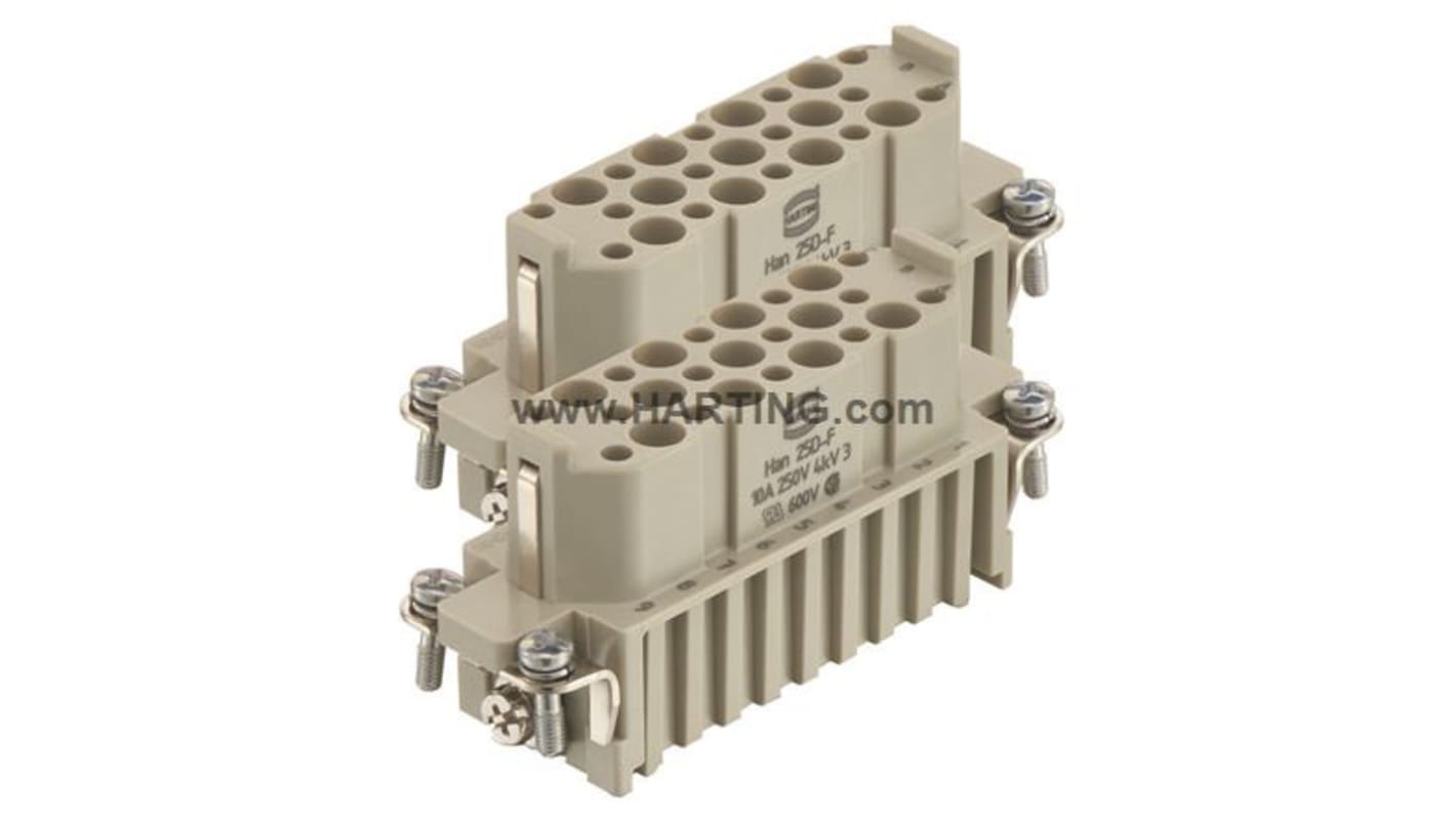 HARTING Heavy Duty Power Connector Insert, 10A, Female, Han D Series, 50 Contacts