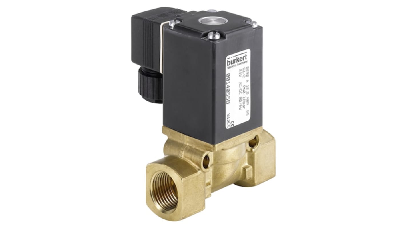 Burkert Magnetventil, 2 Porte, NC, 24 V ac/dc, 1tommer, 053675