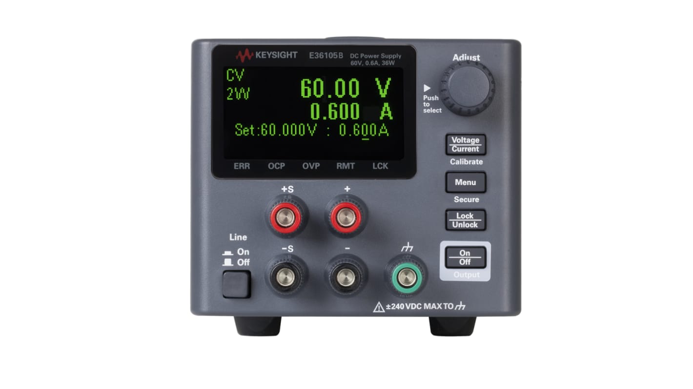 Keysight Technologies E36100B Series Digital Bench Power Supply, 60V dc, 600mA, 1-Output, 36W - RS Calibrated