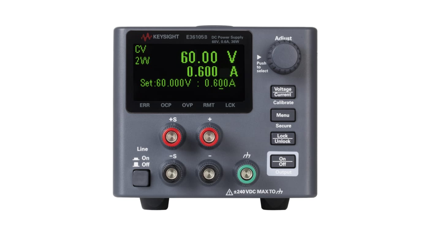 Keysight Technologies E36100B Series Digital Bench Power Supply, 60V dc, 600mA, 1-Output, 36W - UKAS Calibrated