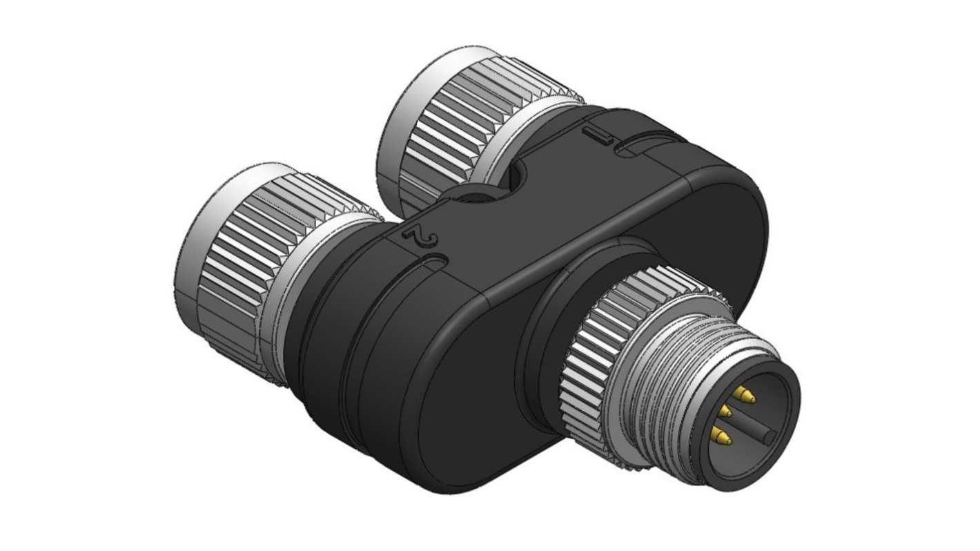 RS PRO 5 Pole M12 Plug to 4 Pole M12 Socket Adapter