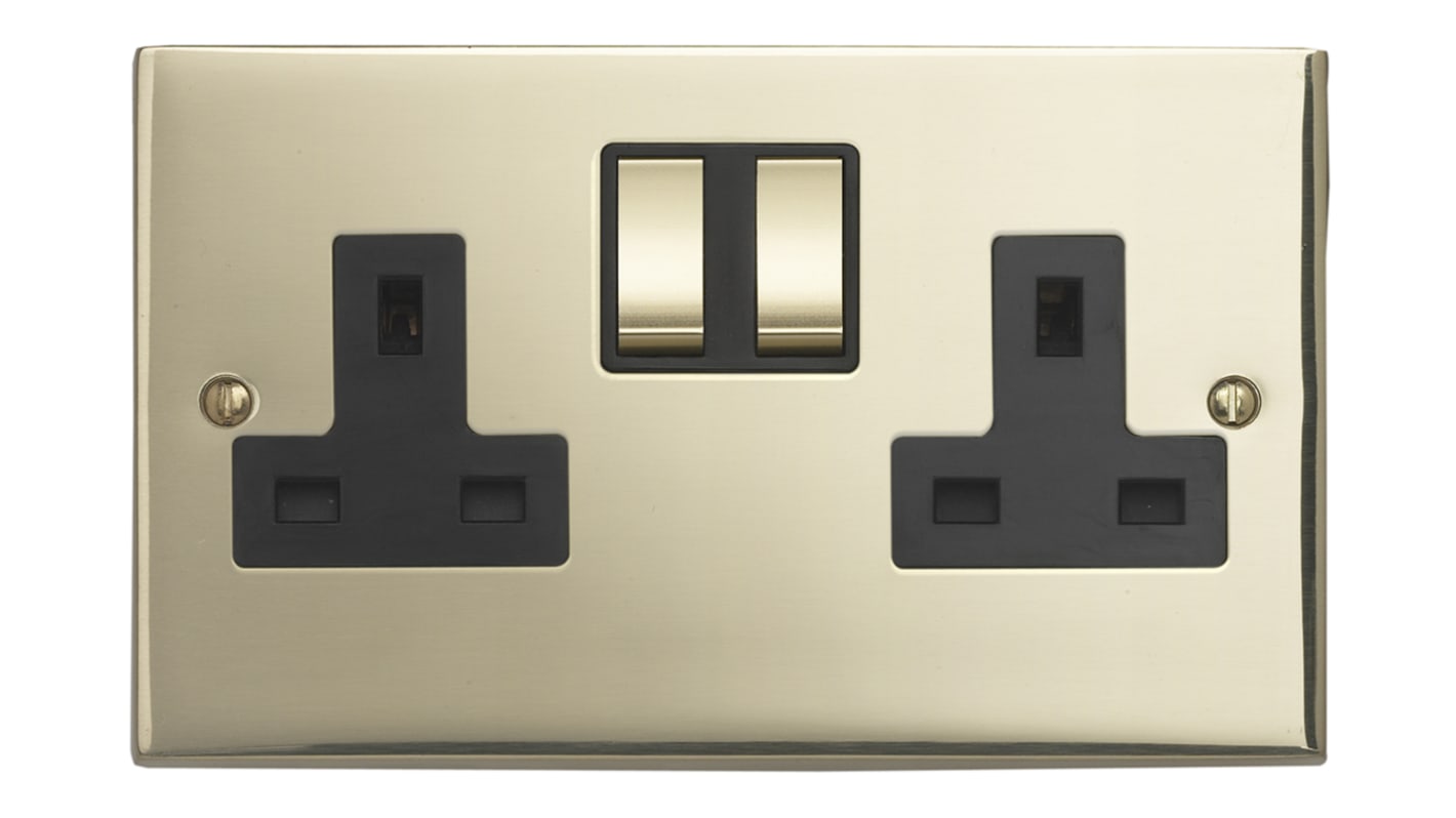 Contactum Gold 2 Gang Plug Socket, 2 Poles, 13A, Type G - British, Indoor Use