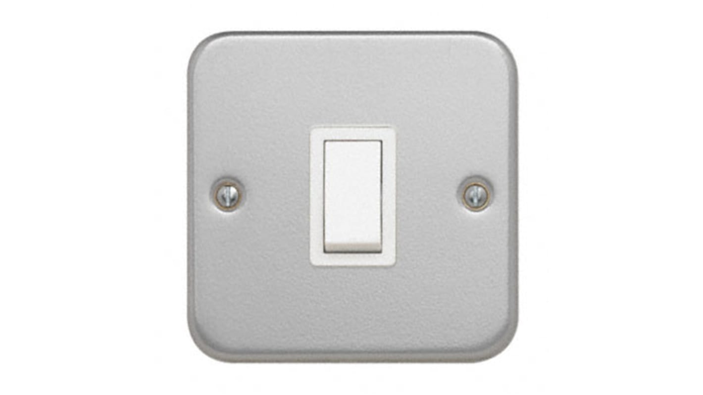 Contactum White Metal Clad Switch, 1 Gang, Metal Clad