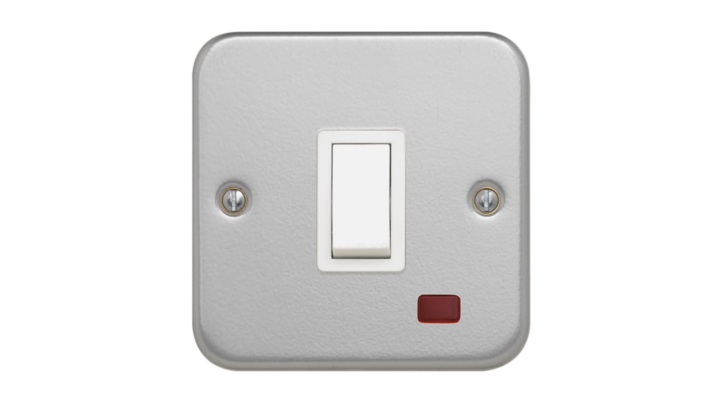 Contactum White Metal Clad Switch, 1 Gang, Metal Clad