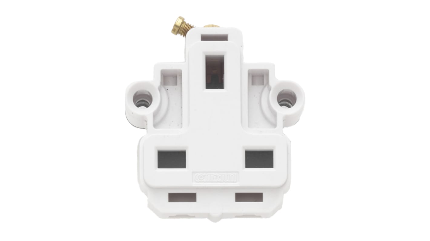 Contactum White 1 Gang Plug Socket, 2 Poles, 13A, Type G - British, Indoor Use