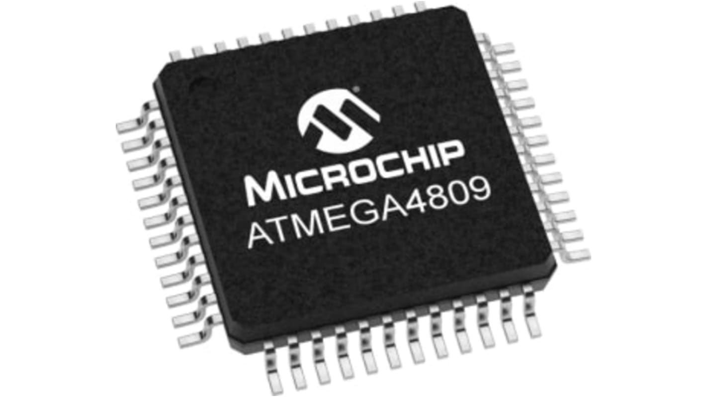 Microcontrolador Microchip ATMEGA4809-AFR, núcleo AVR de 8bit, RAM 6 kB, 20MHZ, TQFP de 48 pines