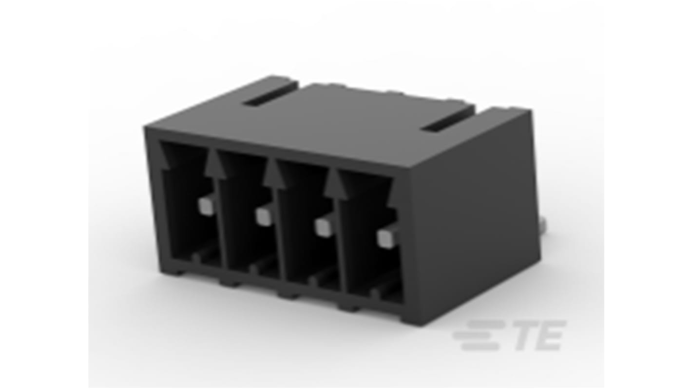 Borne enchufable para PCB Ángulo de 90° TE Connectivity de 4 vías , paso 3.5mm, 8A, de color Negro, montaje