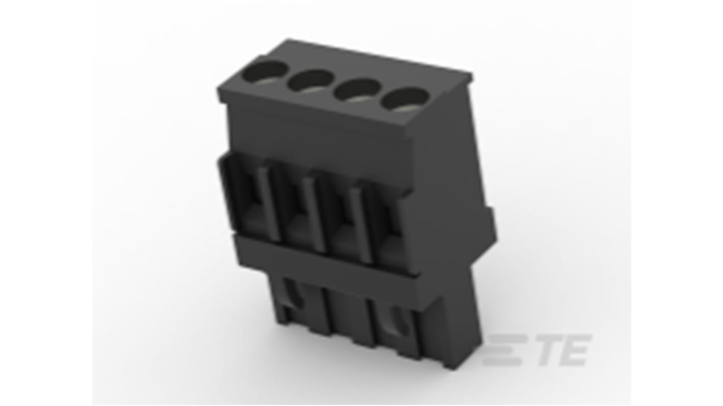 TE Connectivity, 5mm Pitch, TB, 4 Way, Pluggable Terminal Block, Plug, Cable Mount, Screw Termination, 2213935-4