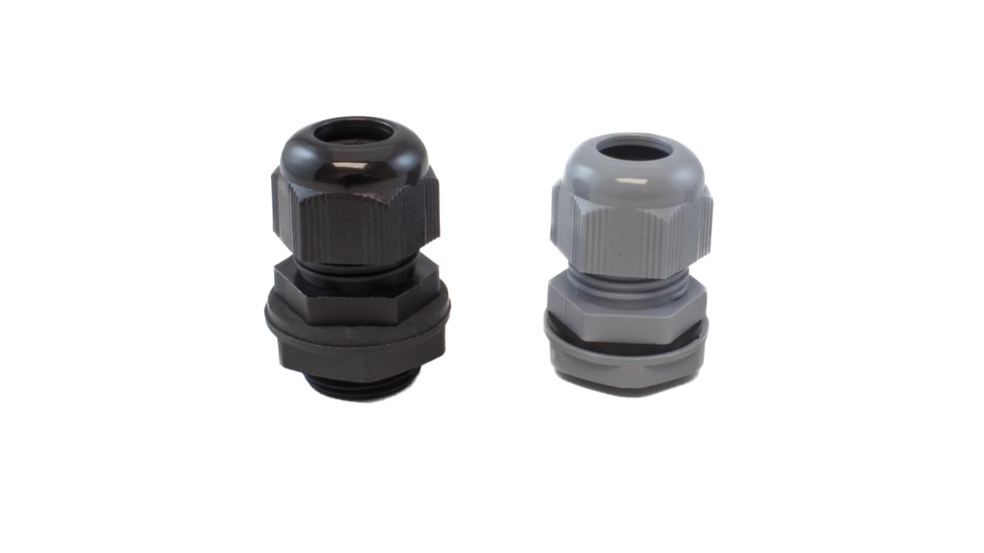 Alpha Wire FIT Wire Management Series Slate PA 6 Cable Gland, M12 Thread, 3mm min., 6.5mm max., IP66, IP68