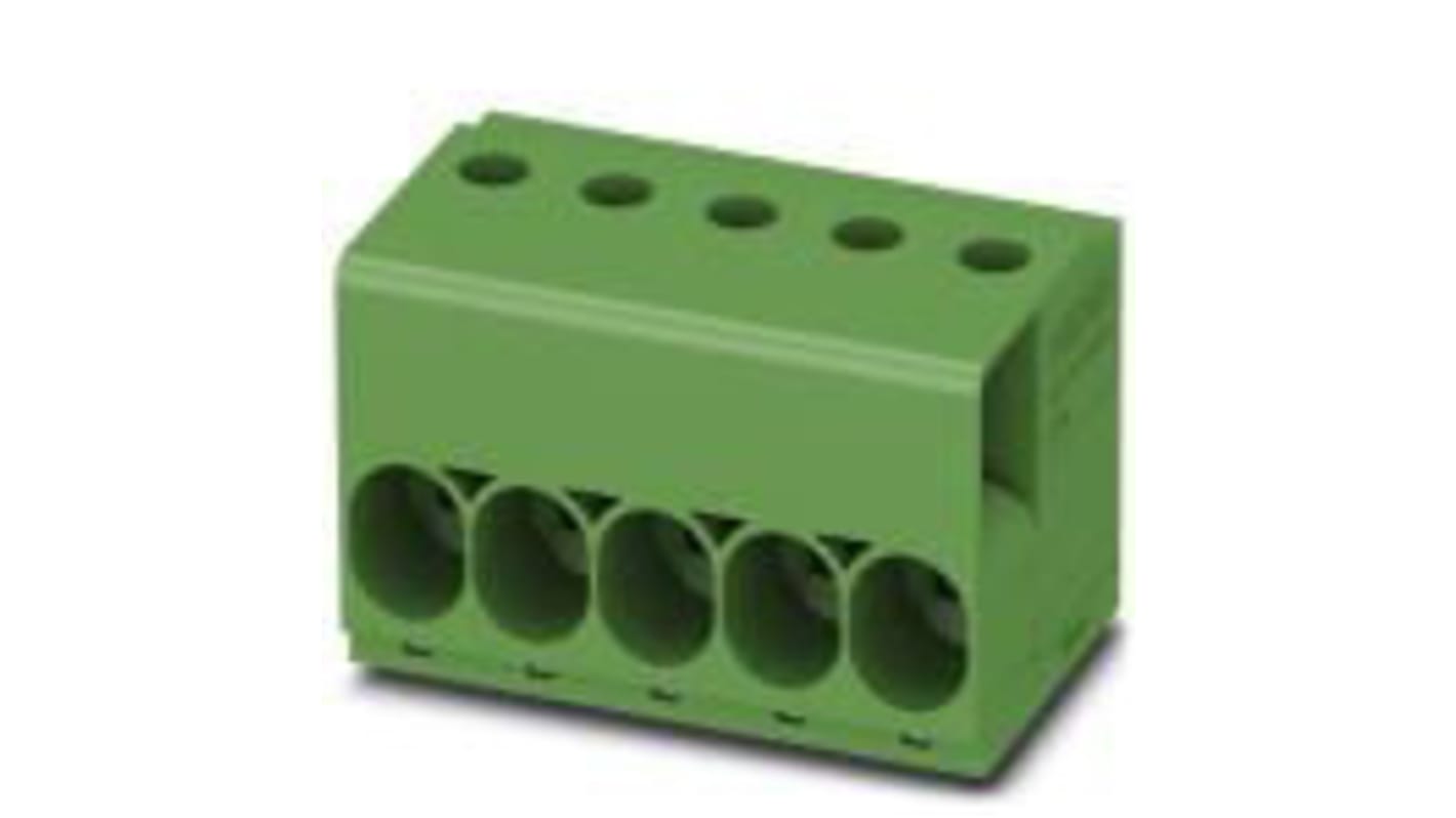 Phoenix Contact TDPT 16/ 6-SC-10.16-ZB Series PCB Terminal Block, 6-Contact, 10.16mm Pitch, Through Hole Mount, 1-Row,