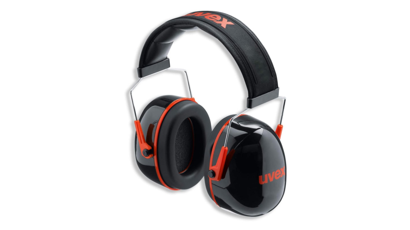 uvex K Ear Defender with Headband, 33dB, Black, Red
