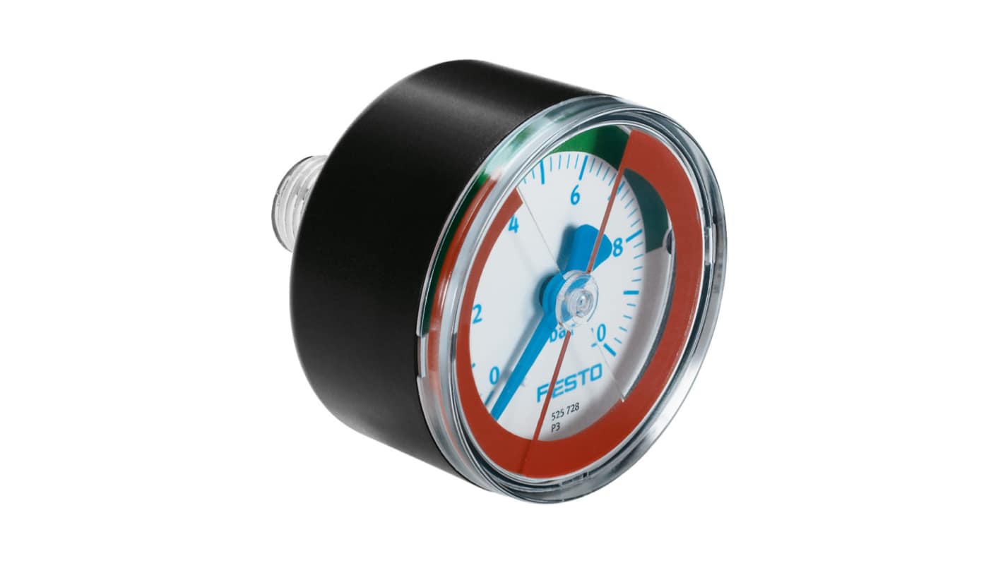Festo R 1/8 Analogue Pressure Gauge 10bar Back Entry 40mm Outside Diameter