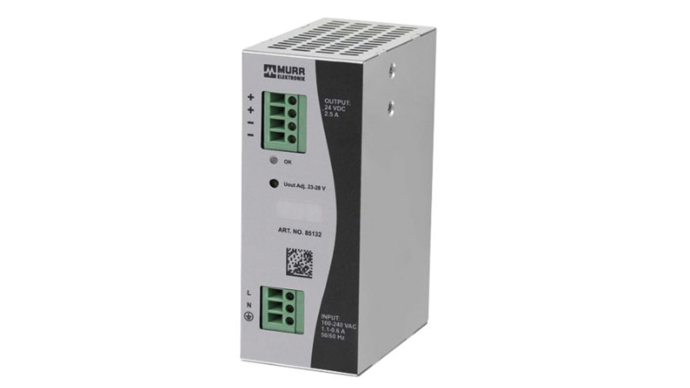 Murrelektronik Limited Eco-Rail Switched Mode DIN Rail Power Supply, 90 → 264V ac ac Input, 24V dc dc Output,