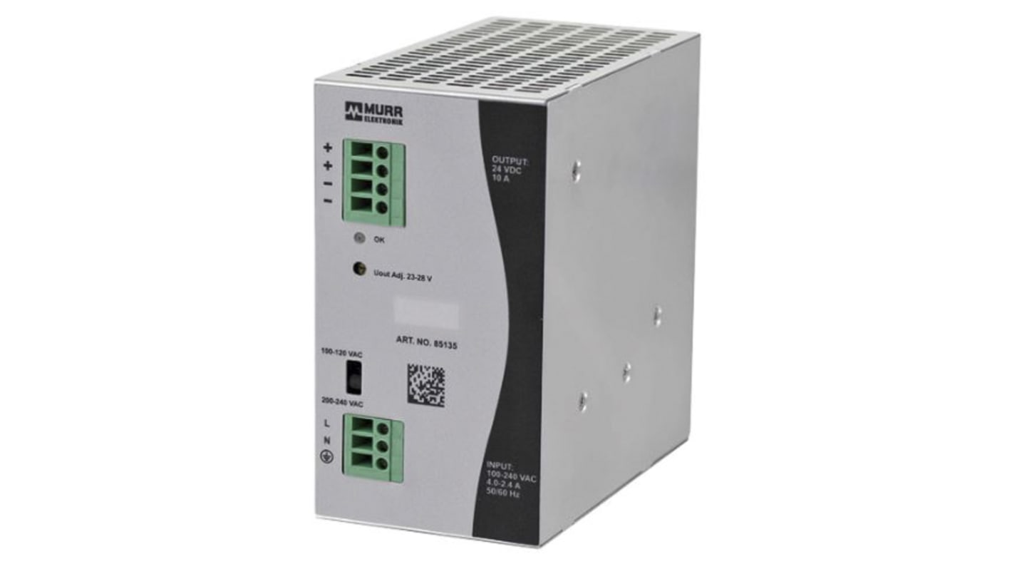 Murrelektronik Limited Eco-Rail Getaktet DIN-Schienen Netzteil 240W, 173 → 264V ac, 24V dc / 10A