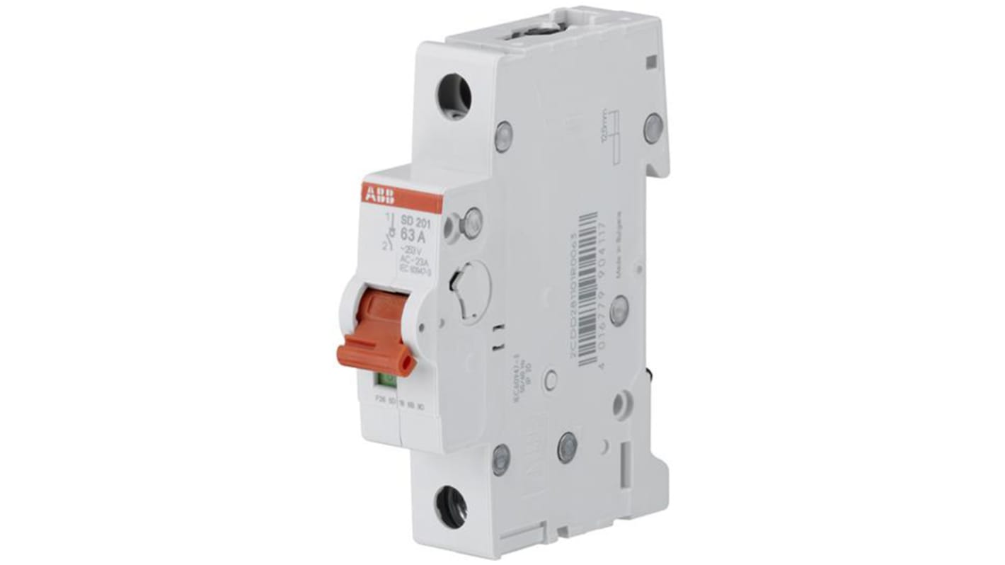 ABB 1P Pole Isolator Switch - 63A Maximum Current