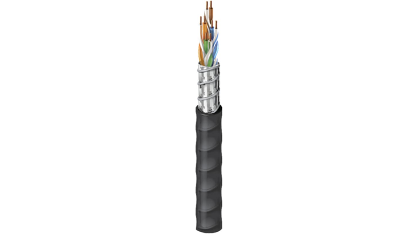 Belden2183R Series 8 Core Multipair Installation Cable Screened, 7.37mm od, 305m, Black