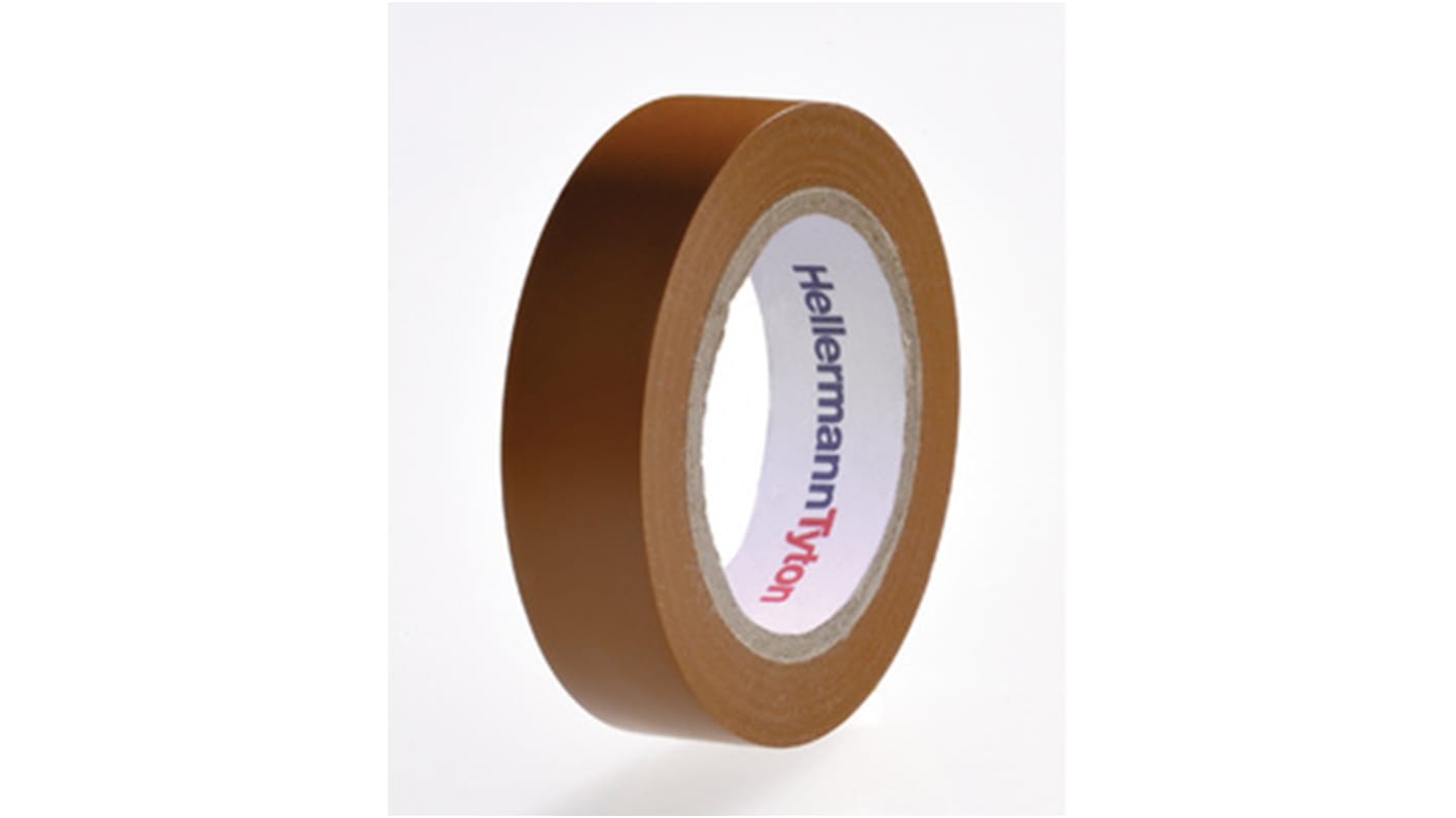 HellermannTyton HelaTape Flex Brown Electrical Tape, 15mm x 10m