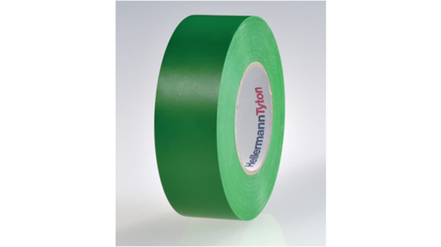 HellermannTyton HelaTape Flex Isolierband Grün, 0.15mm x 19mm x 20m, -10°C bis +90°C