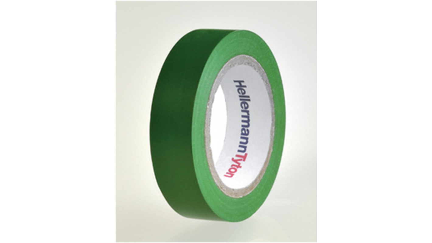 HellermannTyton HelaTape Flex Green Electrical Tape, 15mm x 10m