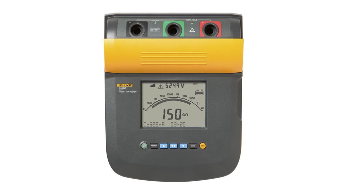 Fluke 1550C FC Insulation Tester, 250V Min, 5000V Max, 1TΩ Max, CAT III 1000V