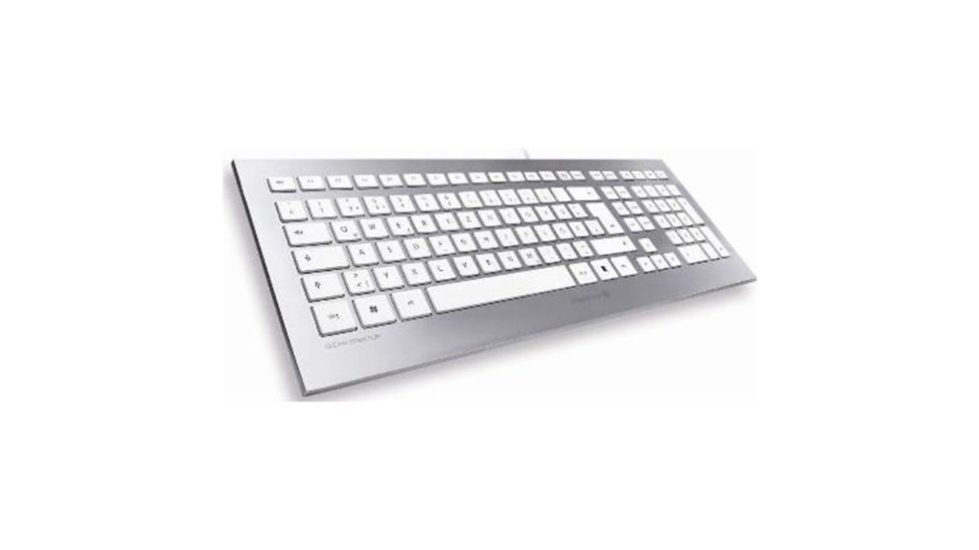 Cherry STRAIT 3.0 Wired USB Keyboard, QWERTY, Silver, White