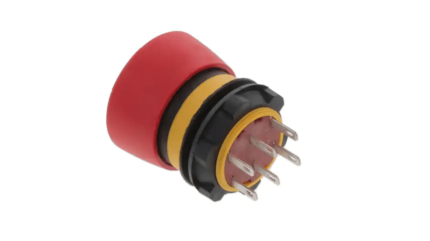 EAO 84 Series Twist Release Illuminated Emergency Stop Push Button, Panel Mount, 22mm Cutout, 2NC, IP65