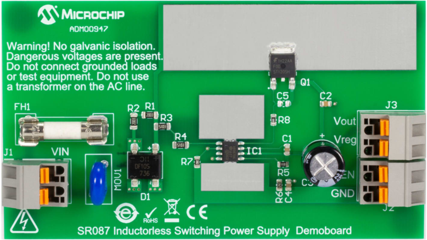 Microchip SR087 Inductorless Switching PS Demoboard for SR087DB1