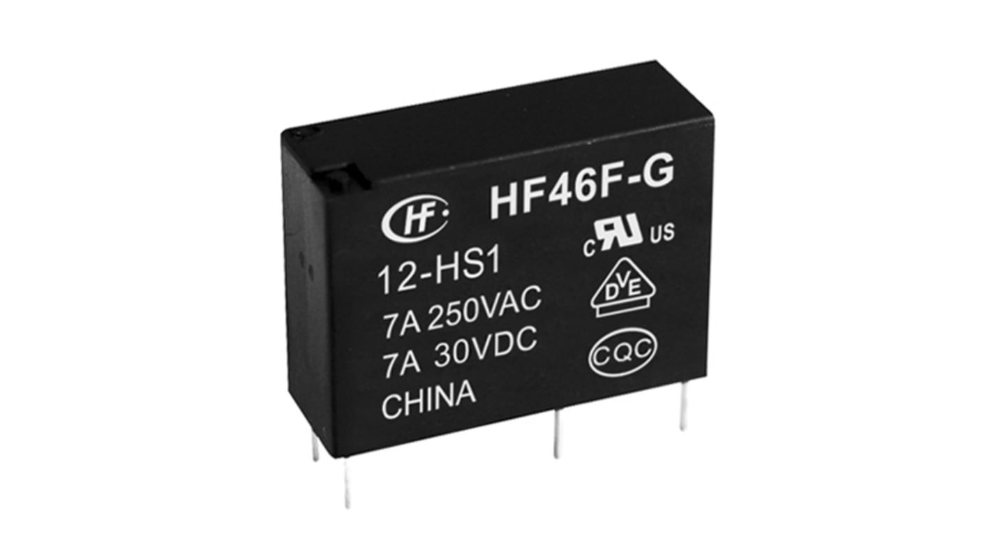 Hongfa Europe GMBH PCB Mount Power Relay, 24V dc Coil, 10A Switching Current, SPST