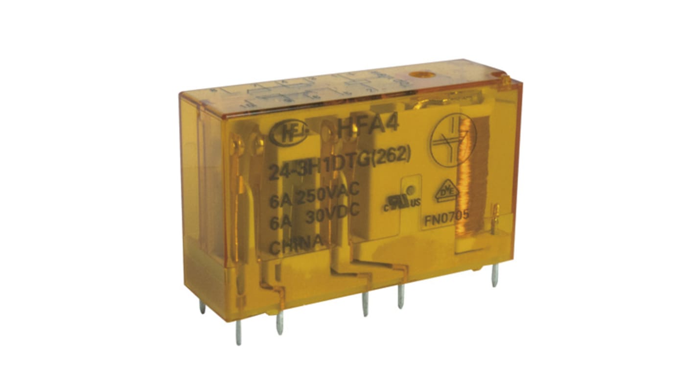 Hongfa Europe GMBH Surface Mount Force Guided Relay, 24V dc Coil Voltage, 1 Pole, DPDT