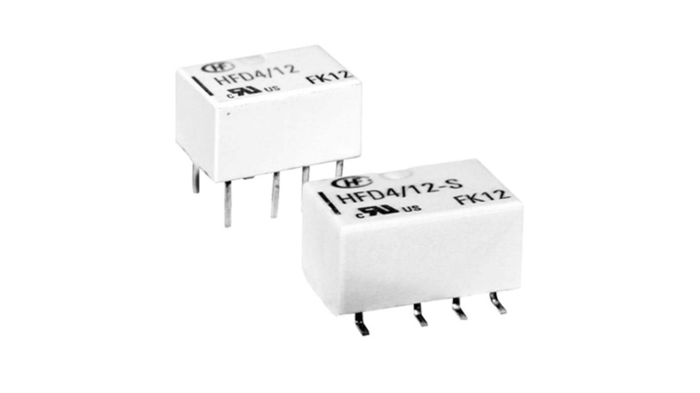 Hongfa Europe GMBH Surface Mount Signal Relay, 12V dc Coil, 2A Switching Current, DPDT