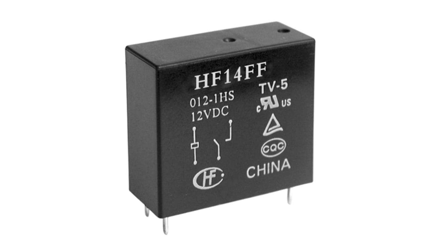 Hongfa Europe GMBH PCB Mount Power Relay, 5V dc Coil, 10A Switching Current, SPDT