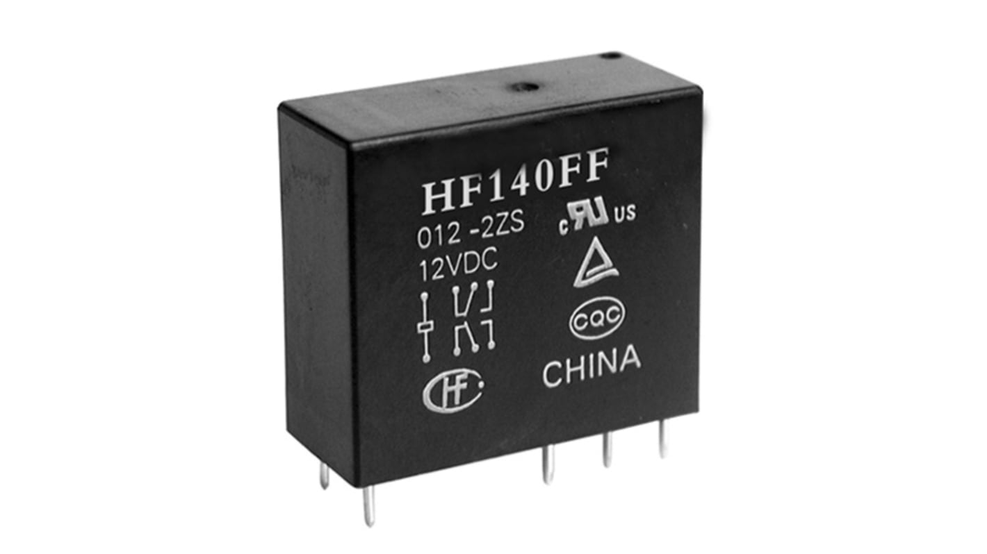 Hongfa Europe GMBH PCB Mount Power Relay, 5V dc Coil, 10A Switching Current, DPDT