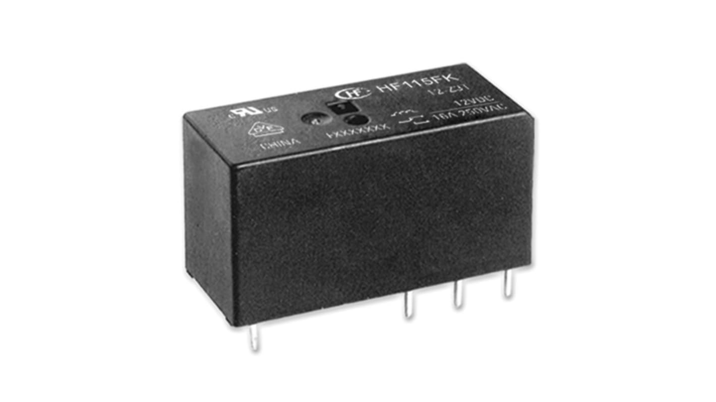 Hongfa Europe GMBH PCB Mount Power Relay, 12V dc Coil, 8A Switching Current, DPDT