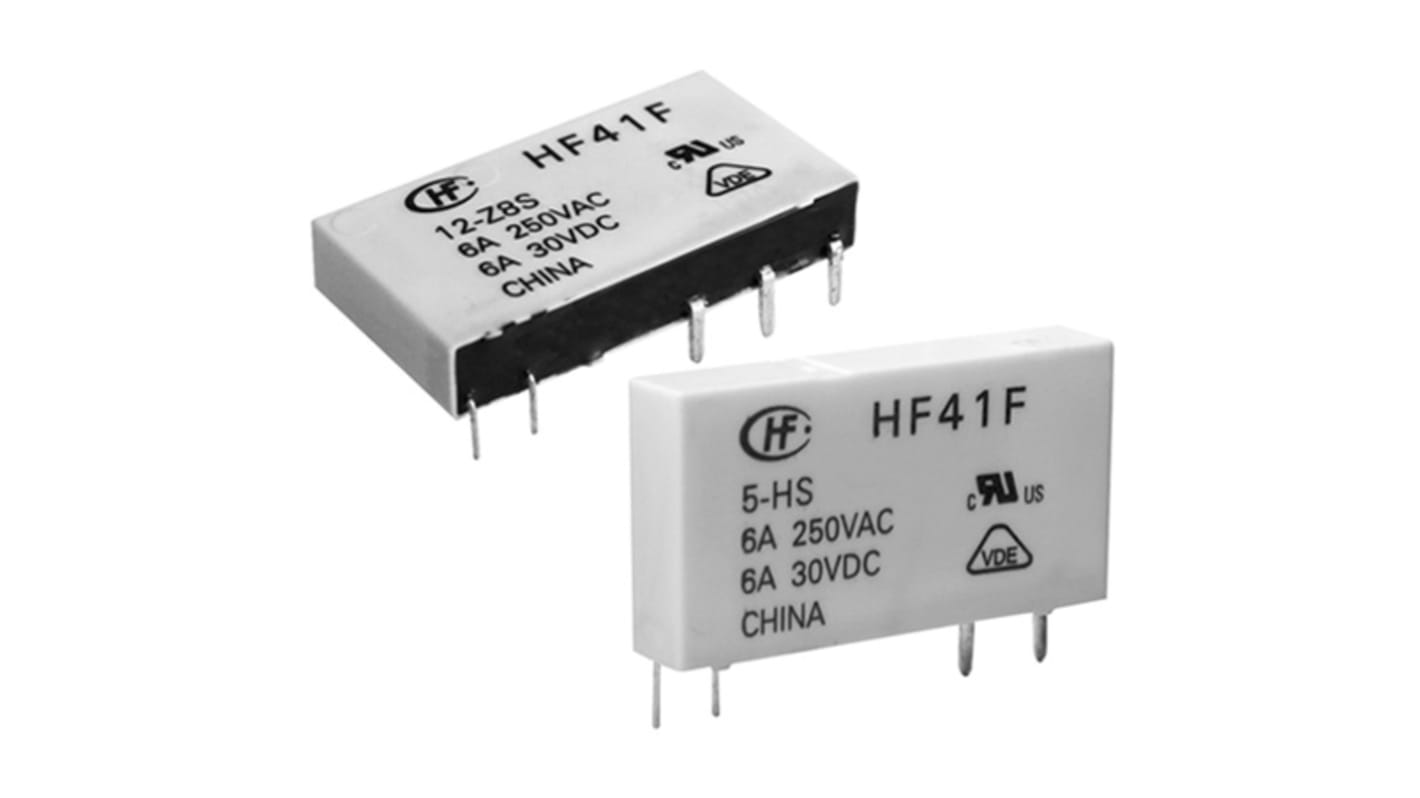 Hongfa Europe GMBH PCB Mount Non-Latching Relay, 24V dc Coil, 6A Switching Current, SPST