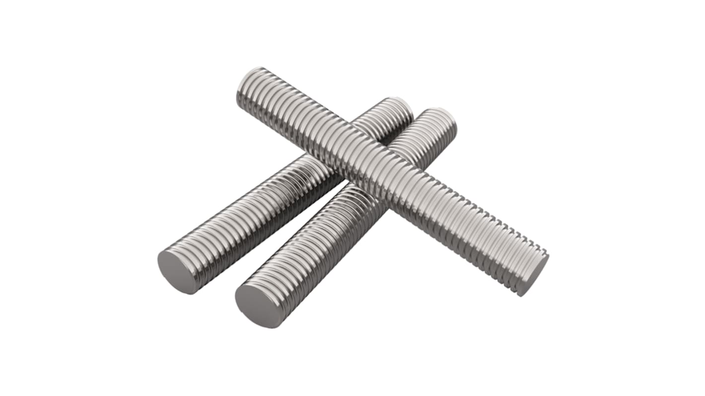 RS PRO Zinc Plated Mild Steel Threaded Rod, M6, 100mm