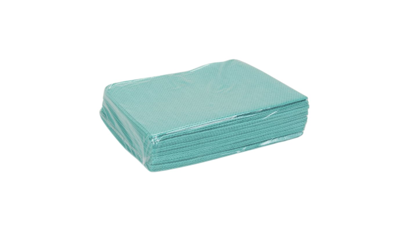 RS PRO Green Cloths for Heavy Duty Wiping, Box of 25, 49 x 38cm, Repeat Use