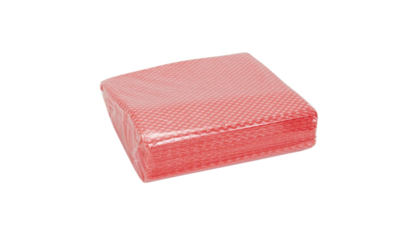 RS PRO Red Cloths for Light Duty Cleaning, Box of 50, 42 x 38cm, Repeat Use